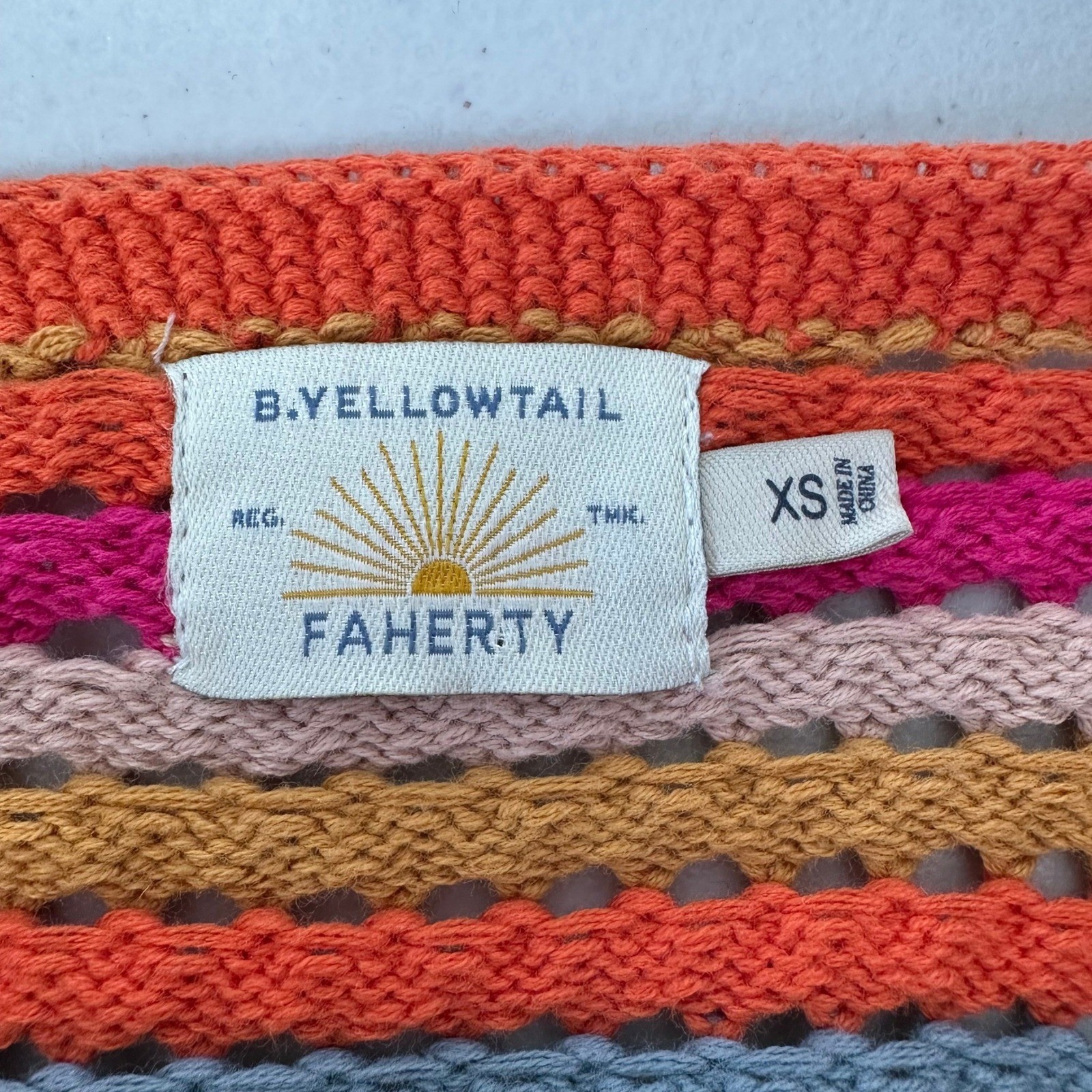 Faherty Byt Rainbow Falls Crochet Tank Top Womens XS Striped Festival Hippie