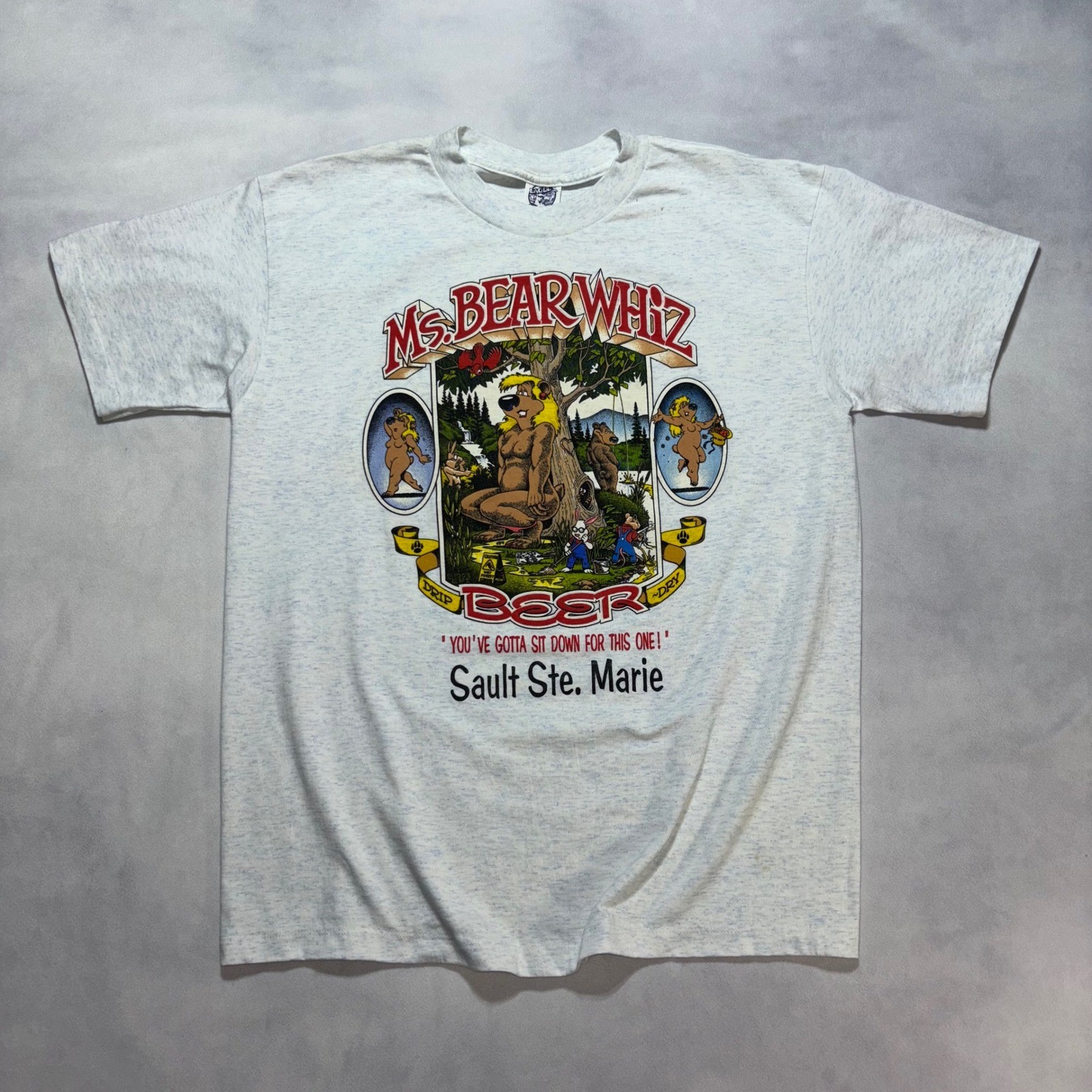 Vintage 90’s Ms Bear Whiz Beer T-Shirt Men’s L Single Stitch Funny Made in USA