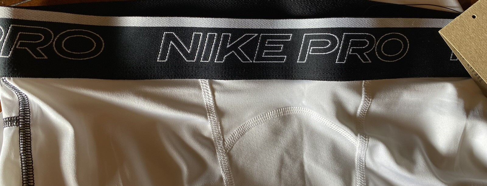 NIKE PRO Size L Men’s Tight Fit White Black Compression Training Tights NWT