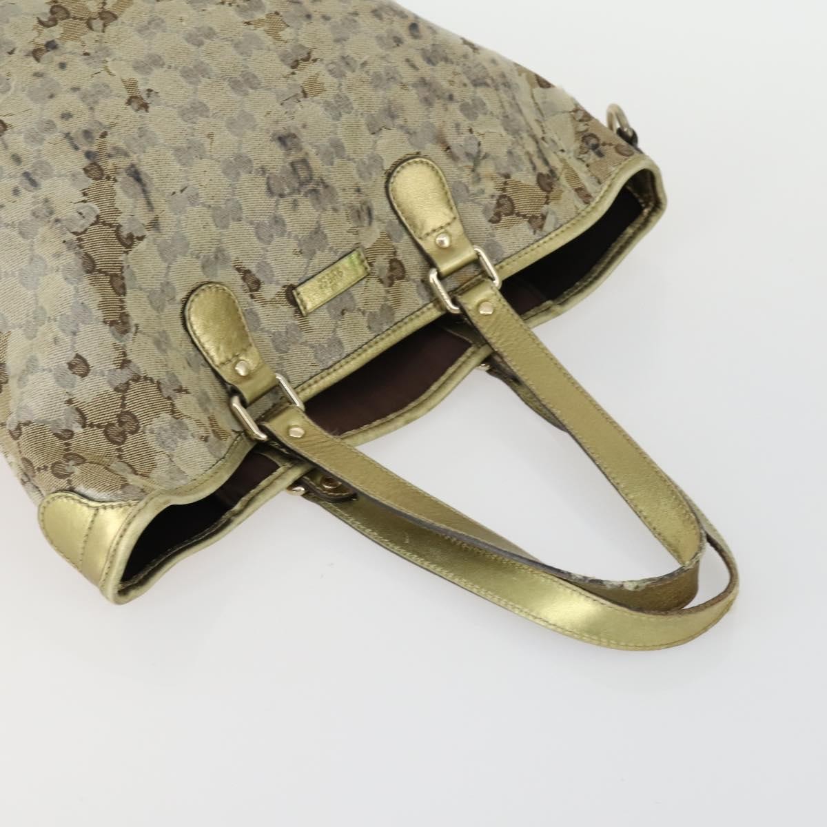 GUCCI GG Crystal Bag Coated Canvas Nylon 2 Set Beige Black Auth 158727