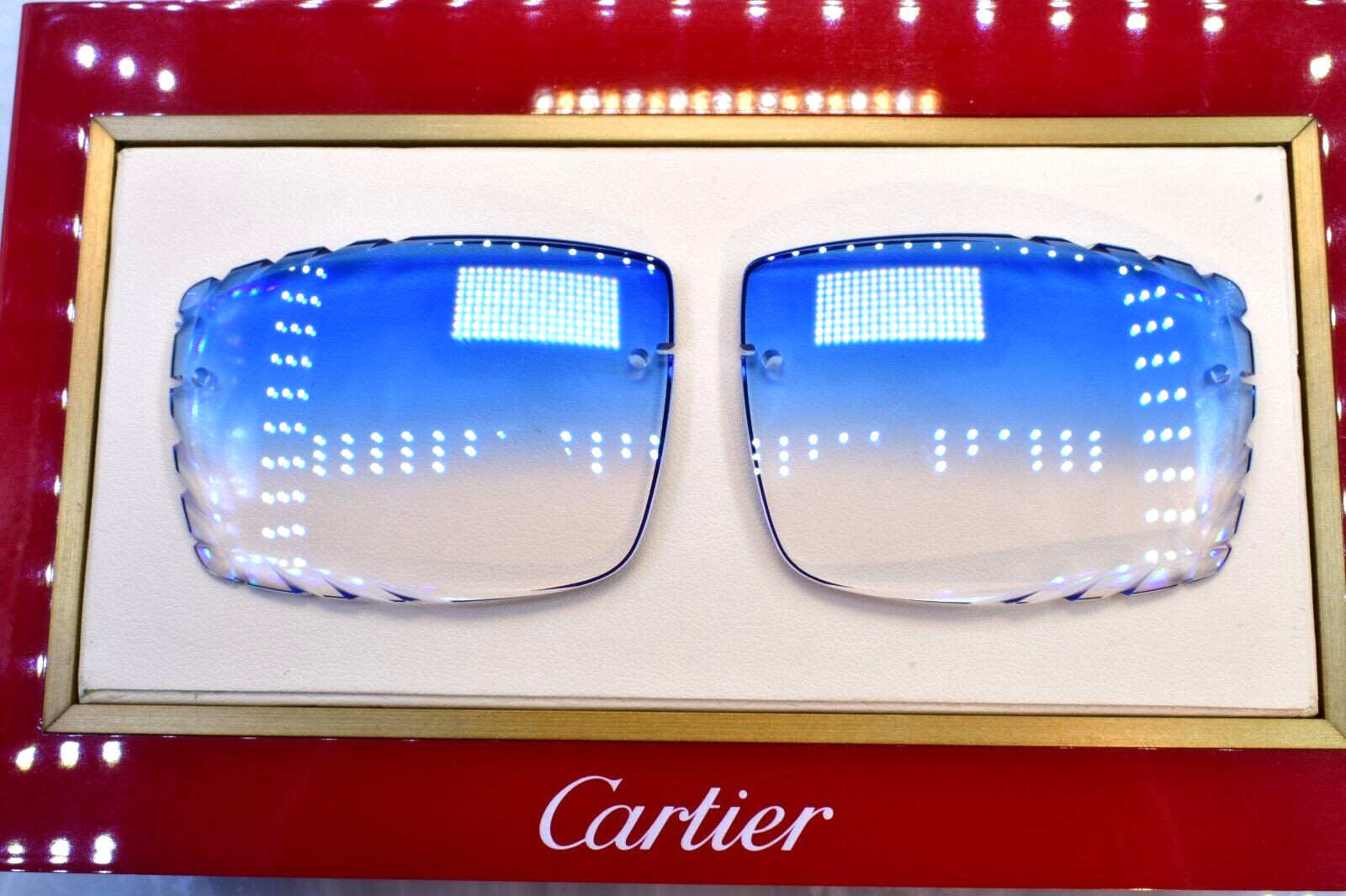 Cartier big c diamond cut lenses wood horn trivex Sunglasses ct0092o Cobalt 56