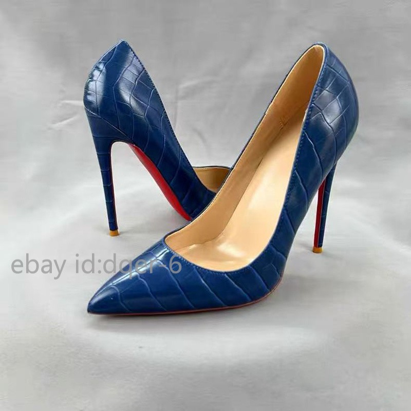12cm High Heels Crocodile-Embossed Pointed-Toe Pumps Women Pointy Toe Elegant