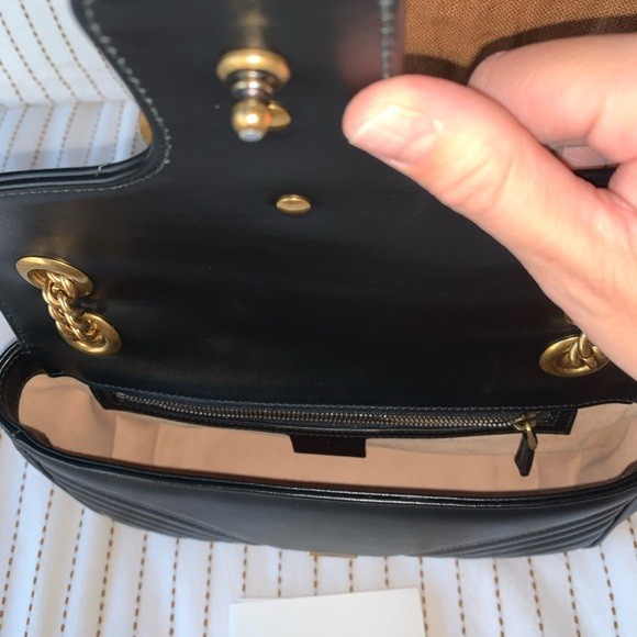 Gucci Marmont GG Matelasse bag Small Black leather Gold Chain