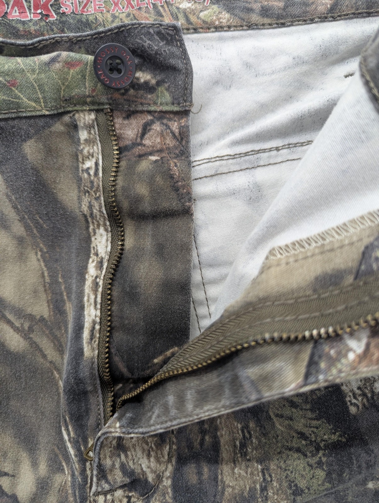 Mossy Oak Cargo Pants Mens 2XL 44-46 Brown Camo Elastic Waist Hunting Outdoor
