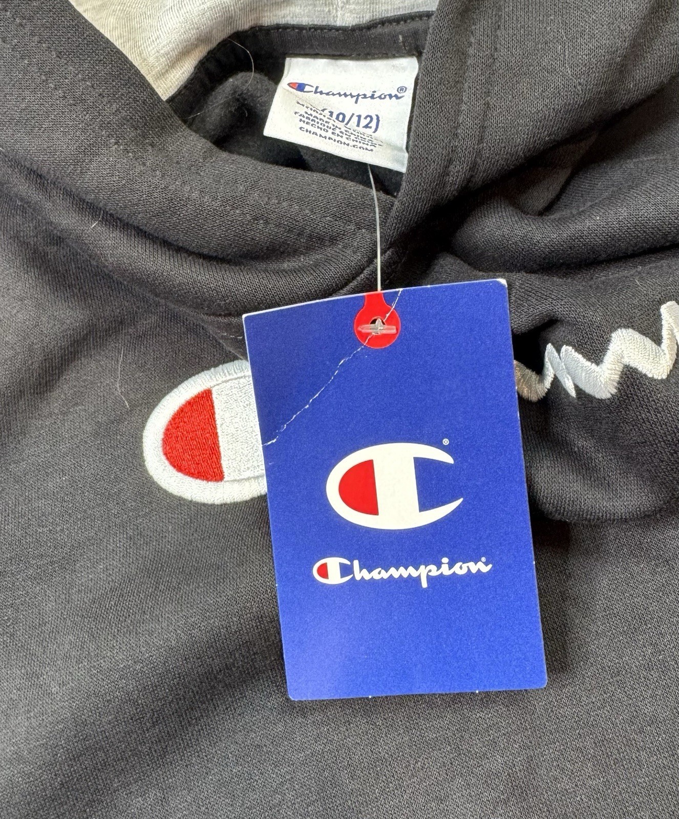 Men’s Champion – Fleece Pullover Black Hoodie Hooded Sweatshirt – Medium – NWT