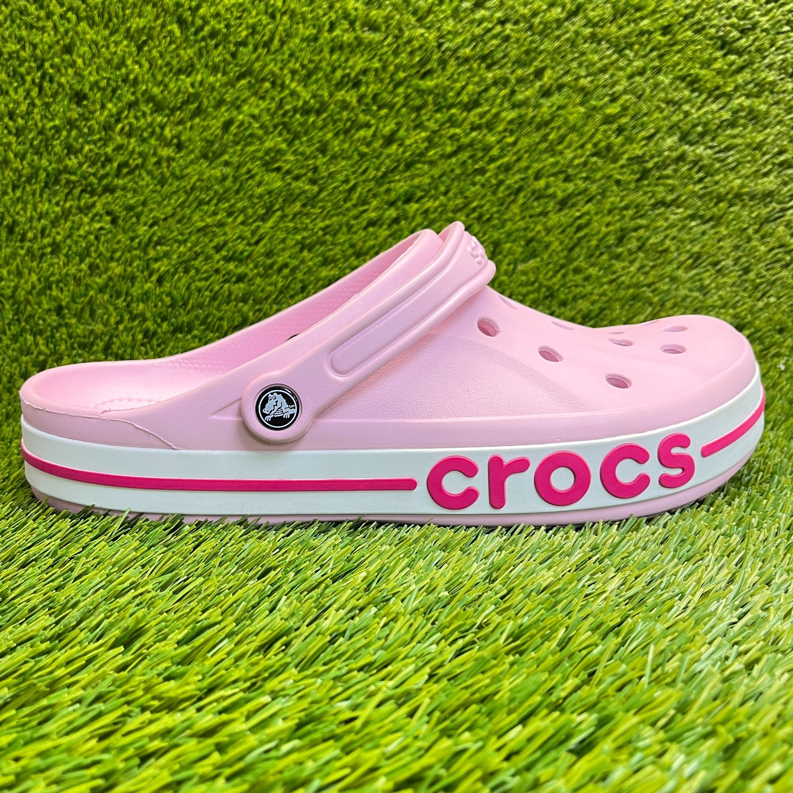 Crocs Bayaband Clog Mens Size 13 Pink Beach Walking Outdoor Slip On Sandals