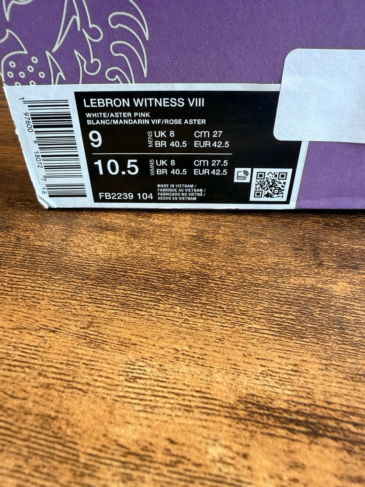 Nike LeBron Witness VIII Dunkin’ donuts No Lid Box 9M / 10.5W