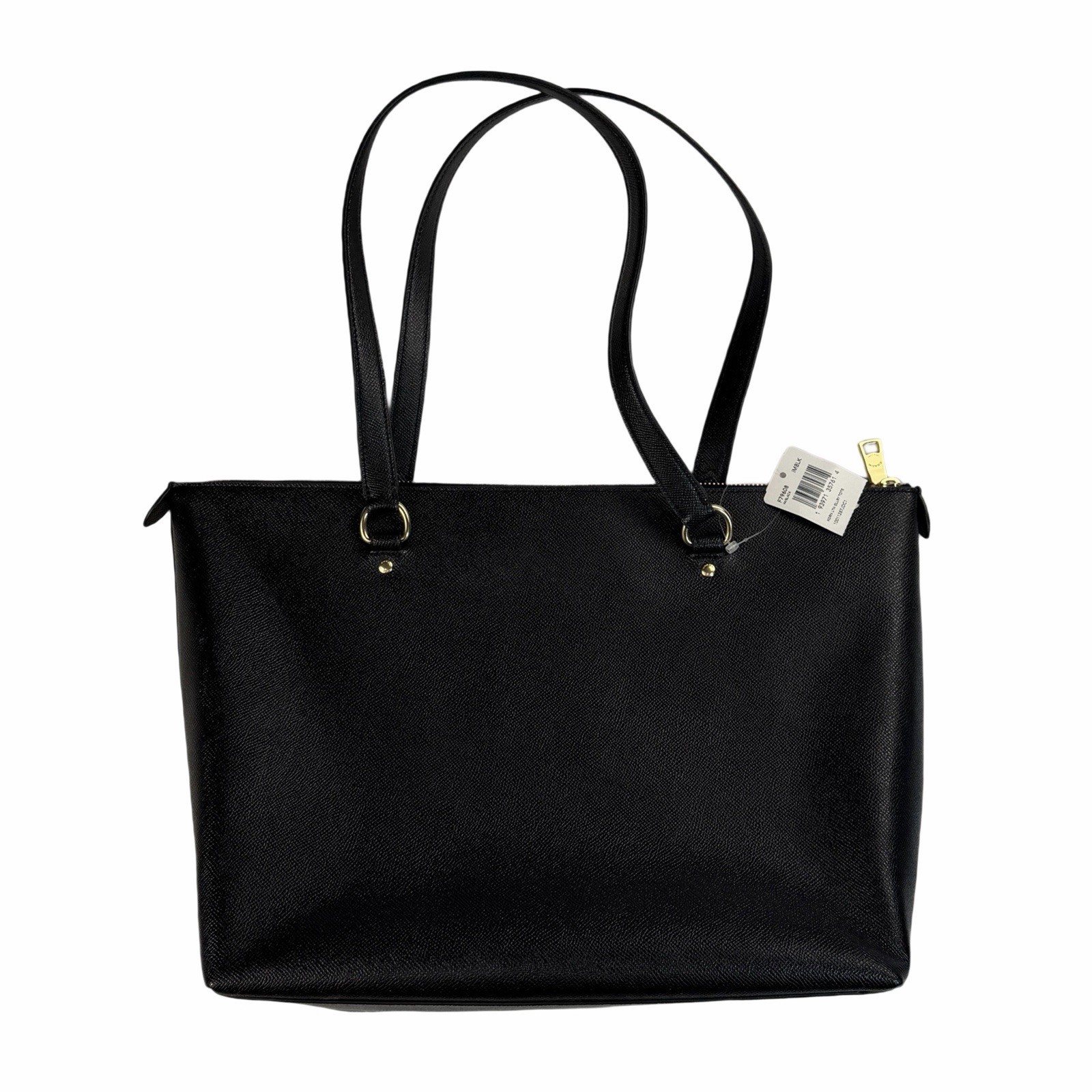 COACH GALLERY TOTE Black Crossgrain Leather Gold Hardware F79608 NWT $350