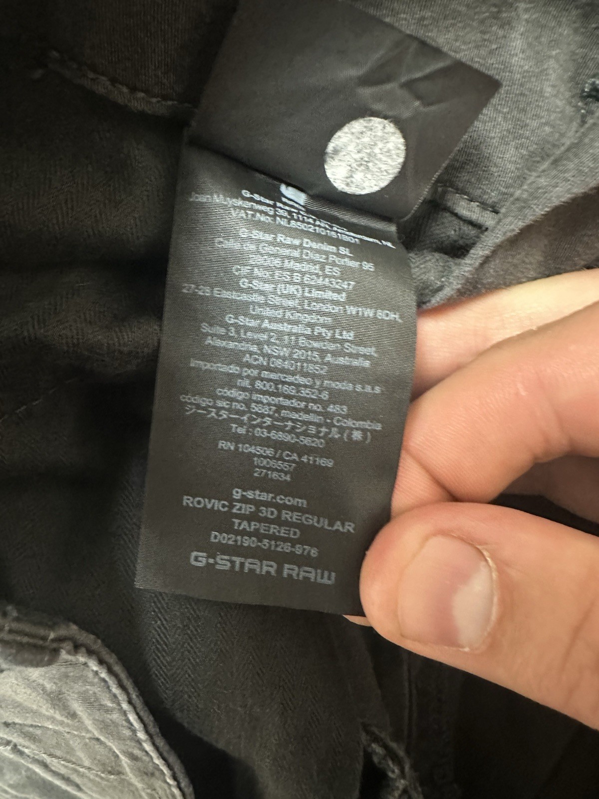 G-Star Raw Rovic Zip 3D Regular Tapered Pants d02190-5126-976 black Mens Sz31x30