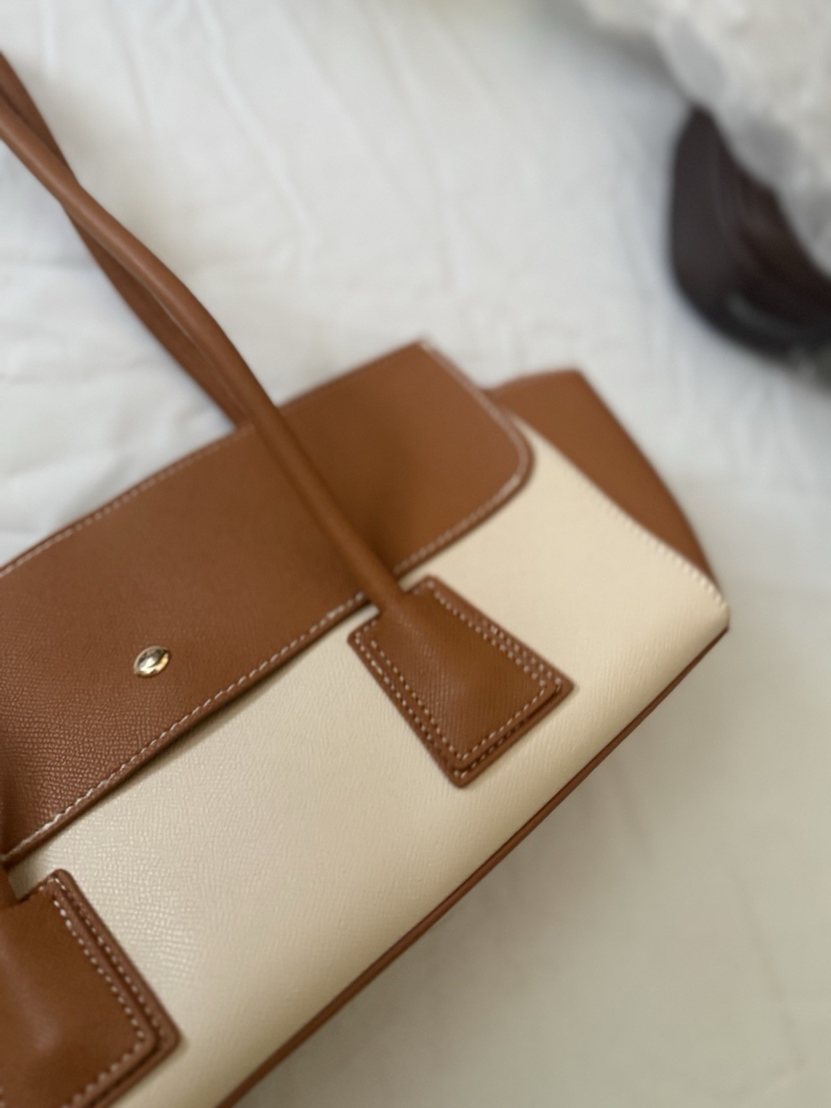 Summer Eco-Leather Shoulder Bag Beige & Brown Women’s