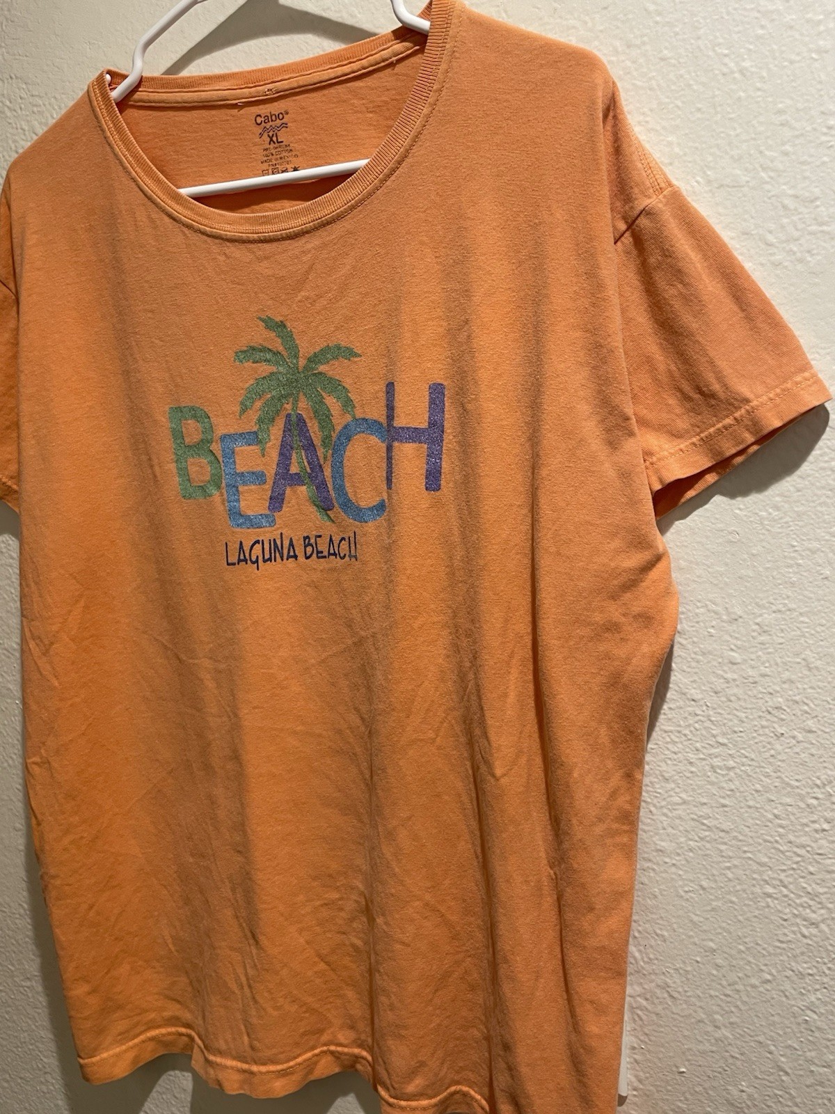 Cabo Laguna Beach California Graphic T-Shirt Men XL Orange Retro Style Y2K Surf