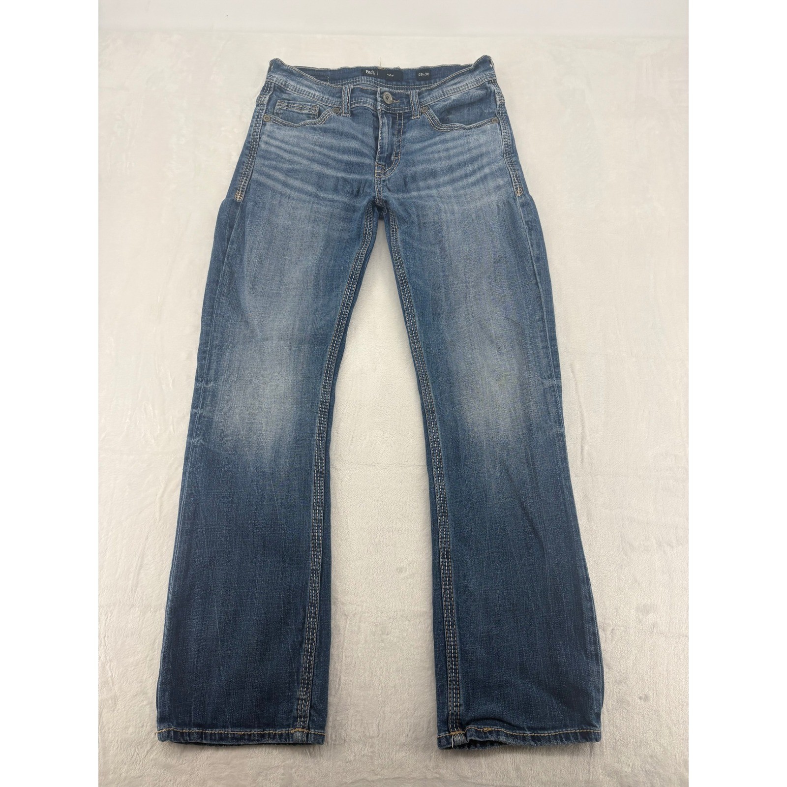 BKE Aiden Jeans Mens 29×30 Straight Leg Blue Medium Wash Heavy Stitching