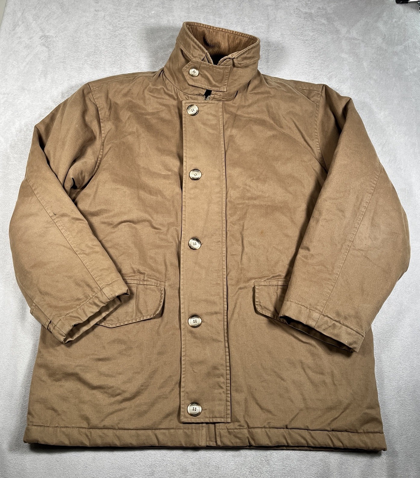 VTG Sundance Chore Jacket Men L 100% Cotton Barn Coat Removable Corduroy Collar