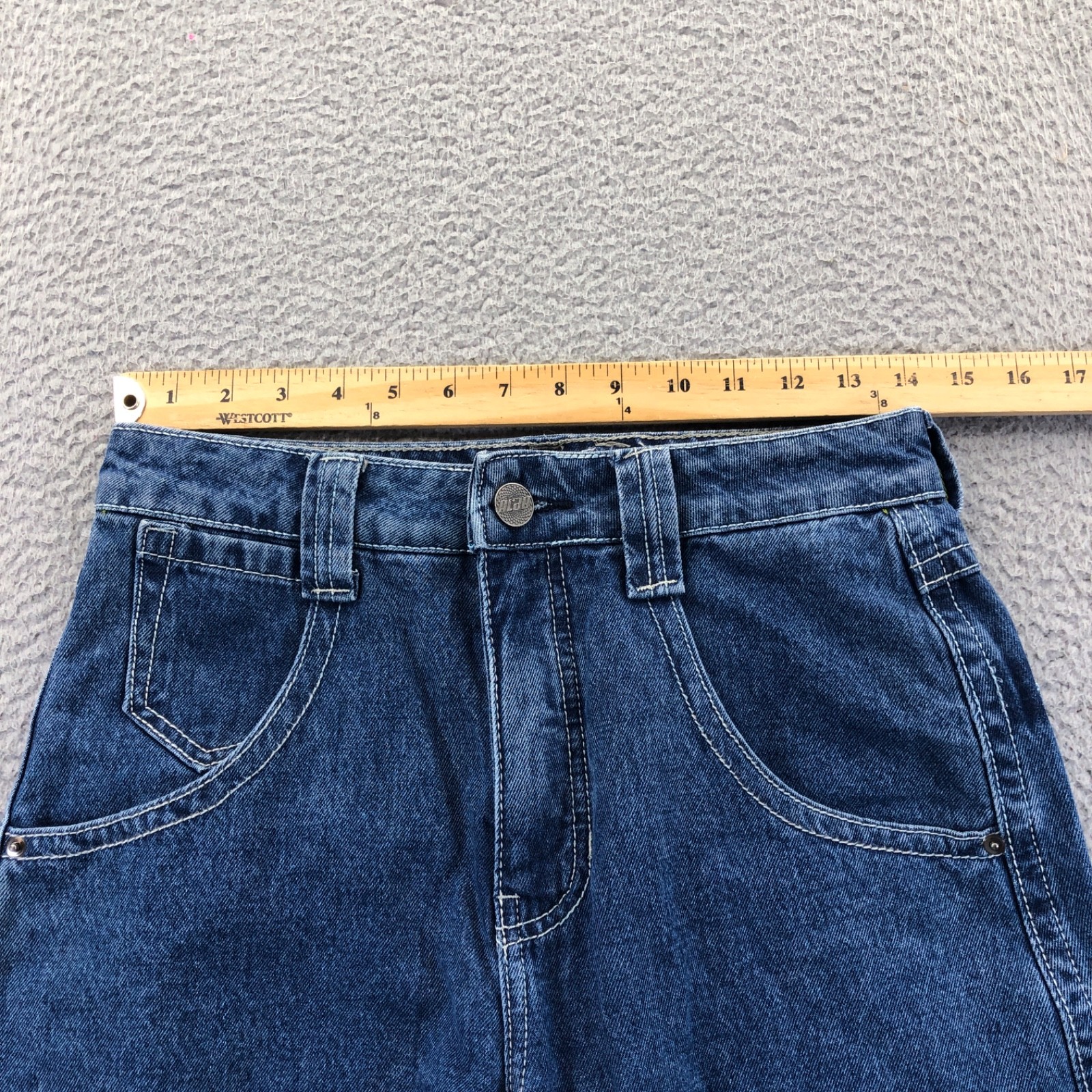 Alab Jeans Womens 4 28×32 Blue Baggy Wide Leg Embroidered Skater Y2K High Waist