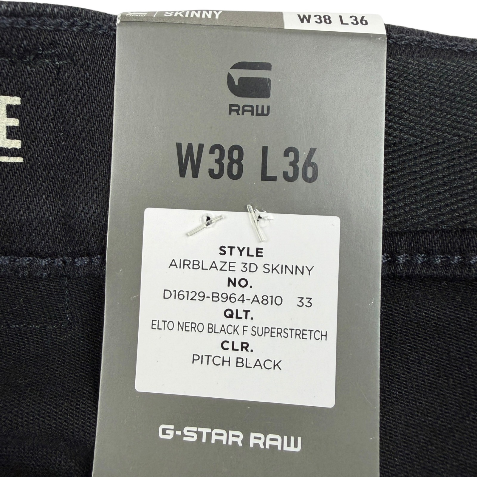 G-Star Raw Airblaze 3D Skinny Men Black Tactical Cargo Pants W38 L36 D16129-B964