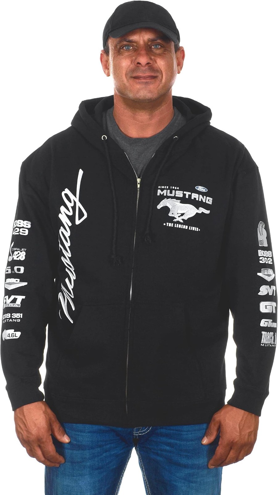 JH Design Ford Mustang Hoodie Men’s Black Licensed Sweatshirt