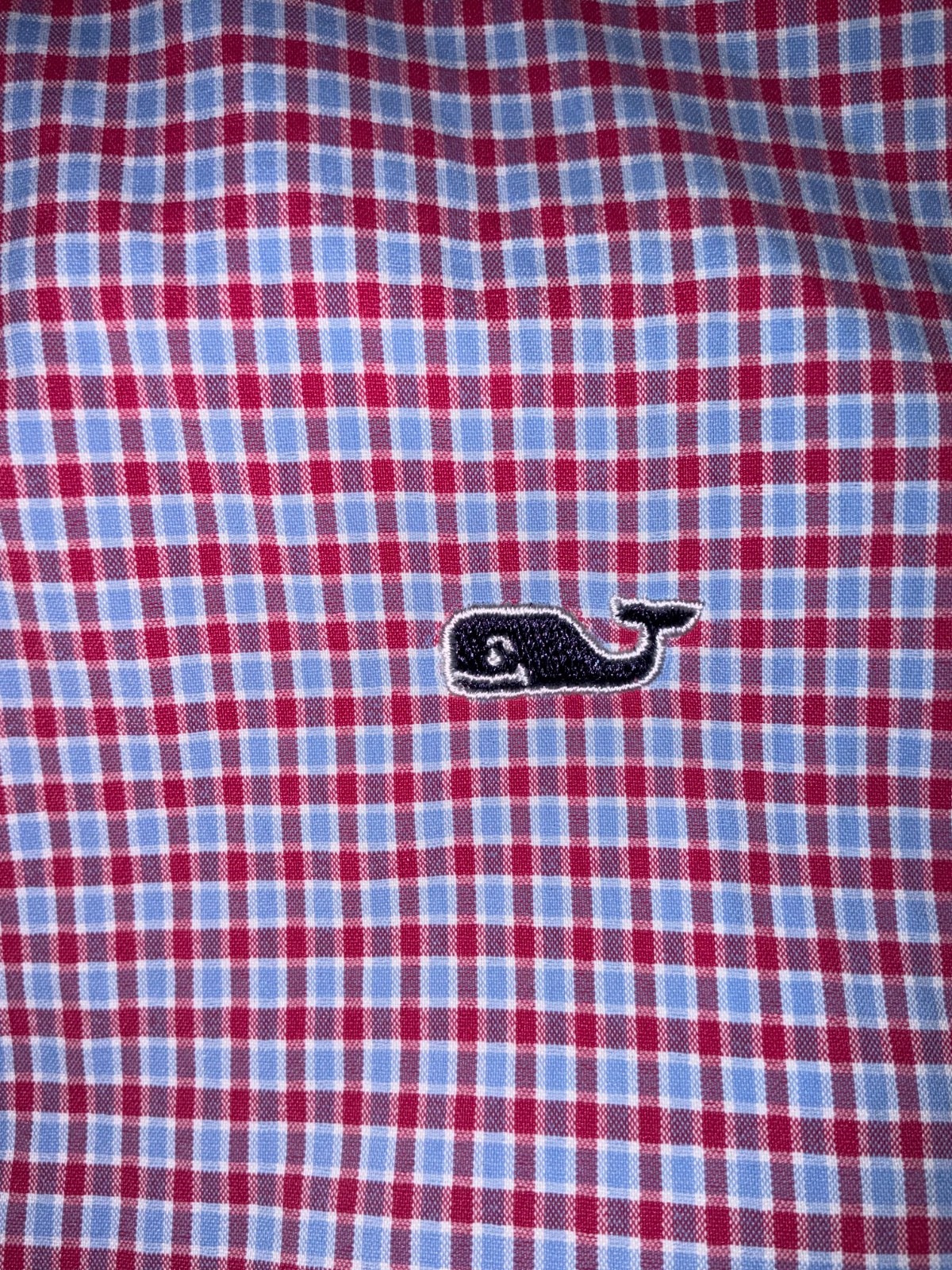 Vineyard Vines Performance Polo long sleeve Whale Shirt YOUTH M 12-14 blue & red