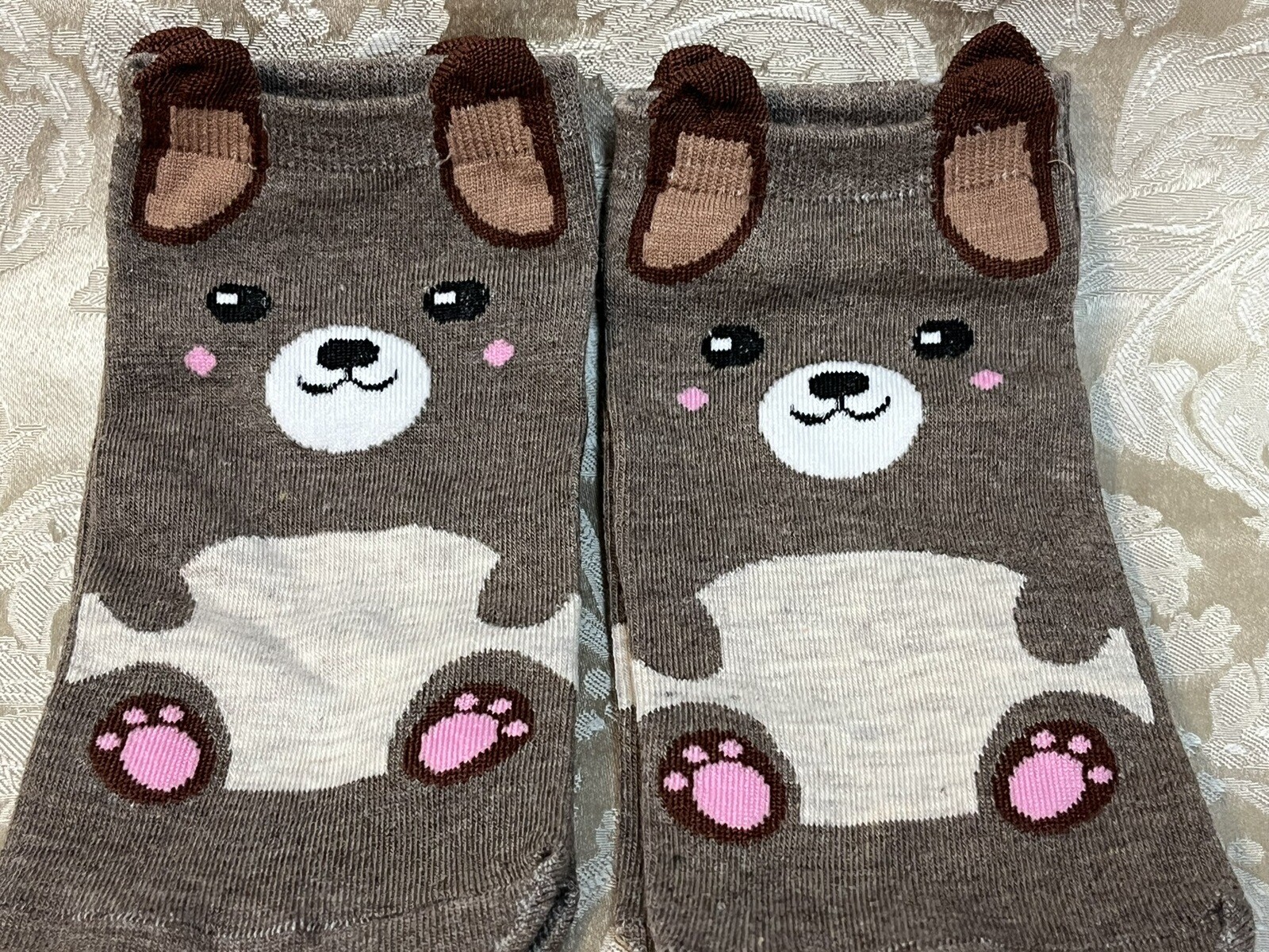 Women’s Cute Cartoon Dog W/ Ears Pattern Ankle Socks Fashion Sock Set Of 2