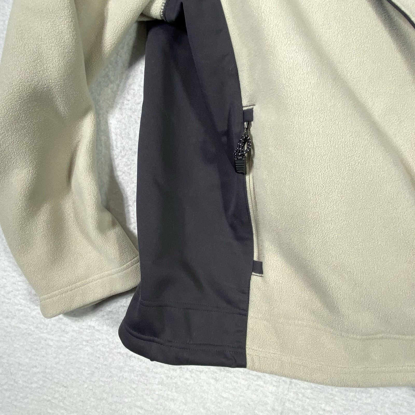 Tek Gear Fleece Jacket Men’s L Cream Gray Full Zip Stand Up Collar Lightweight