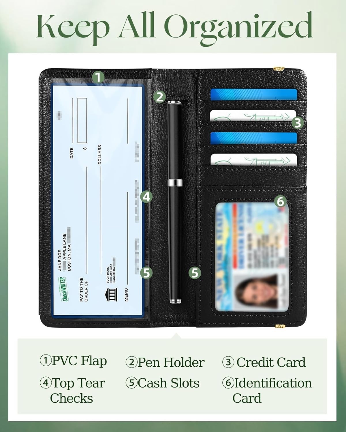 Checkbook Cover For Personal Duplicate Checks Leather Check Book Wallet Forest