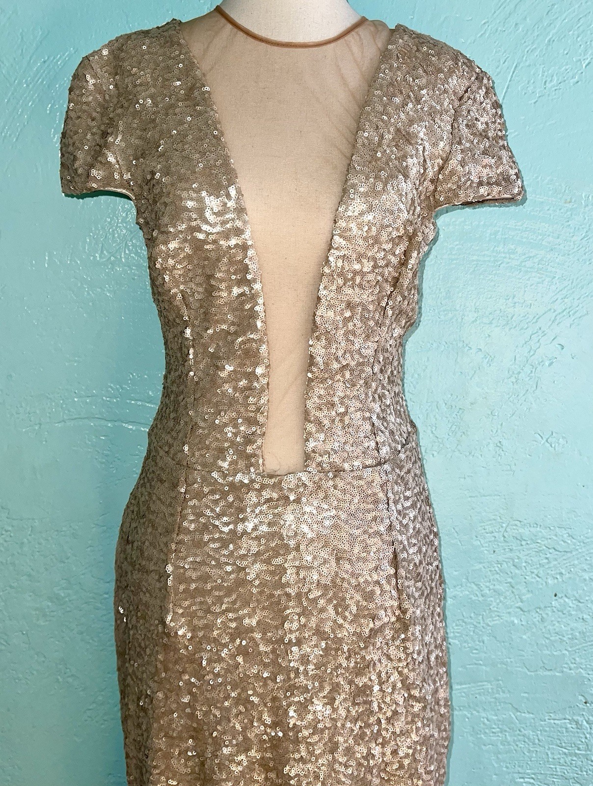 NEW! Dress The Population Michelle Sequin Gown Dress Anthropologie L Made In US