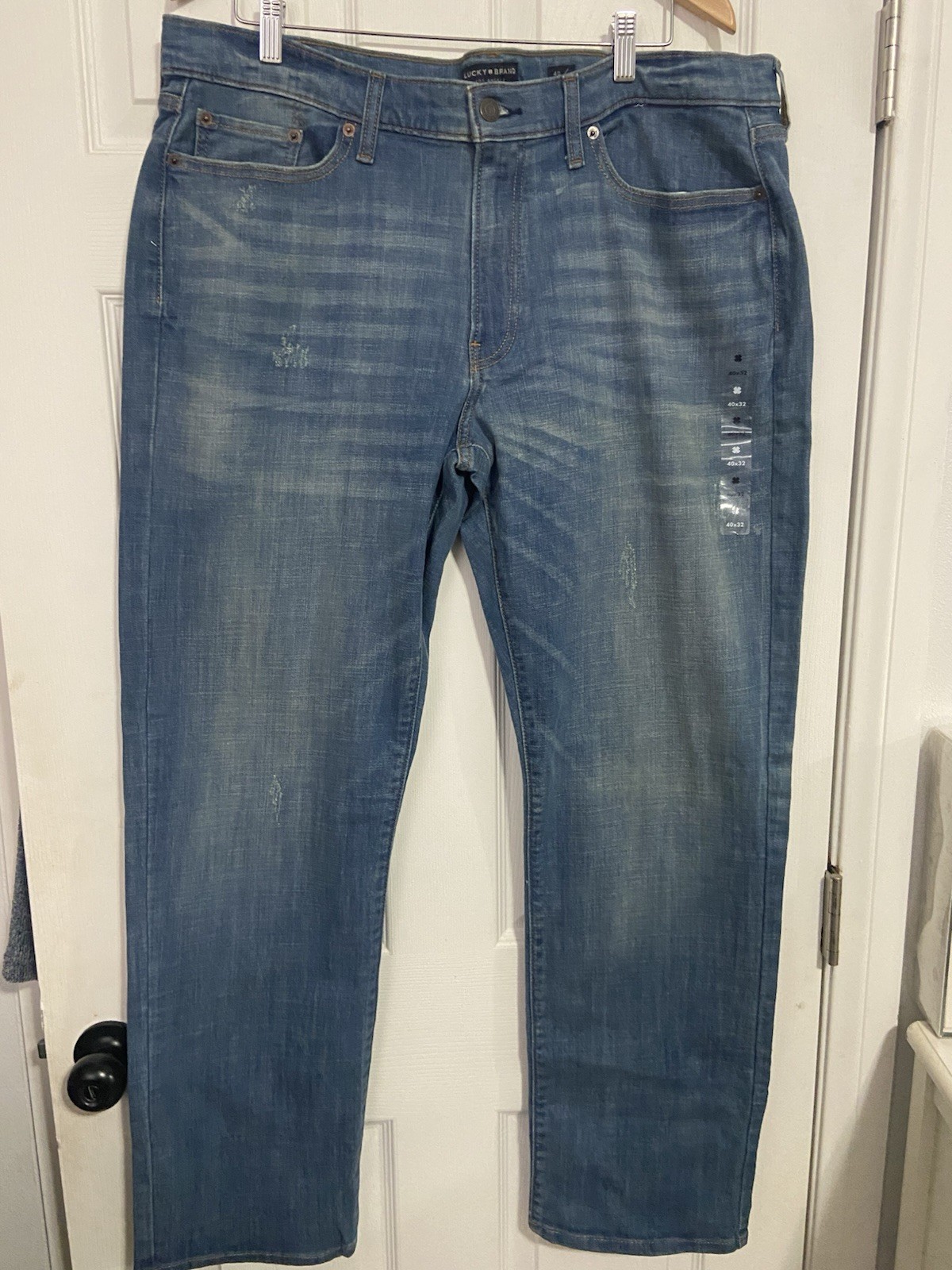 Lucky Brand 363 Vintage Straight Jeans Men’s 40×32 Blue Stretch Denim Distressed