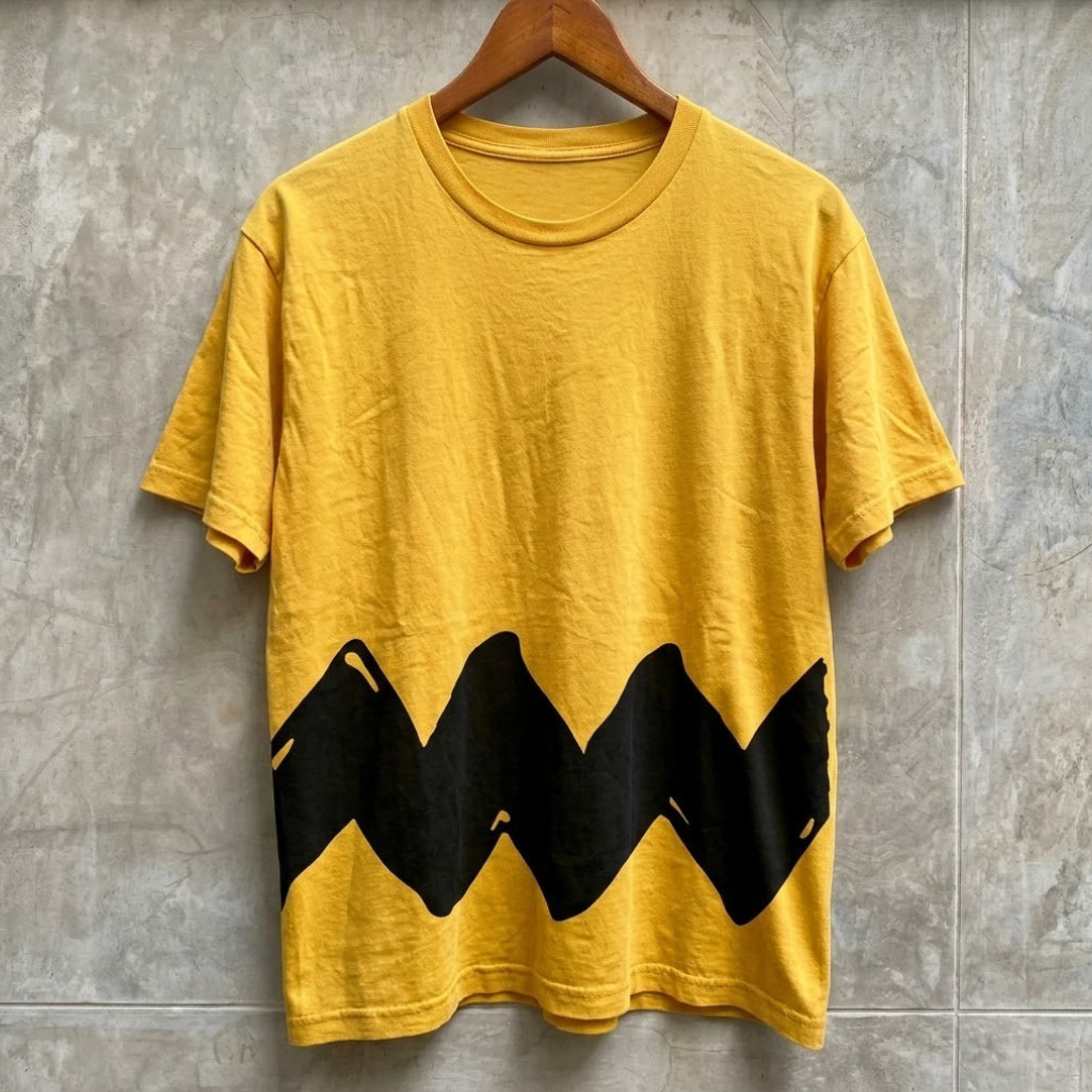Charlie Brown Peanuts T-Shirt Yellow Black Zigzag Cosplay Costume Mens