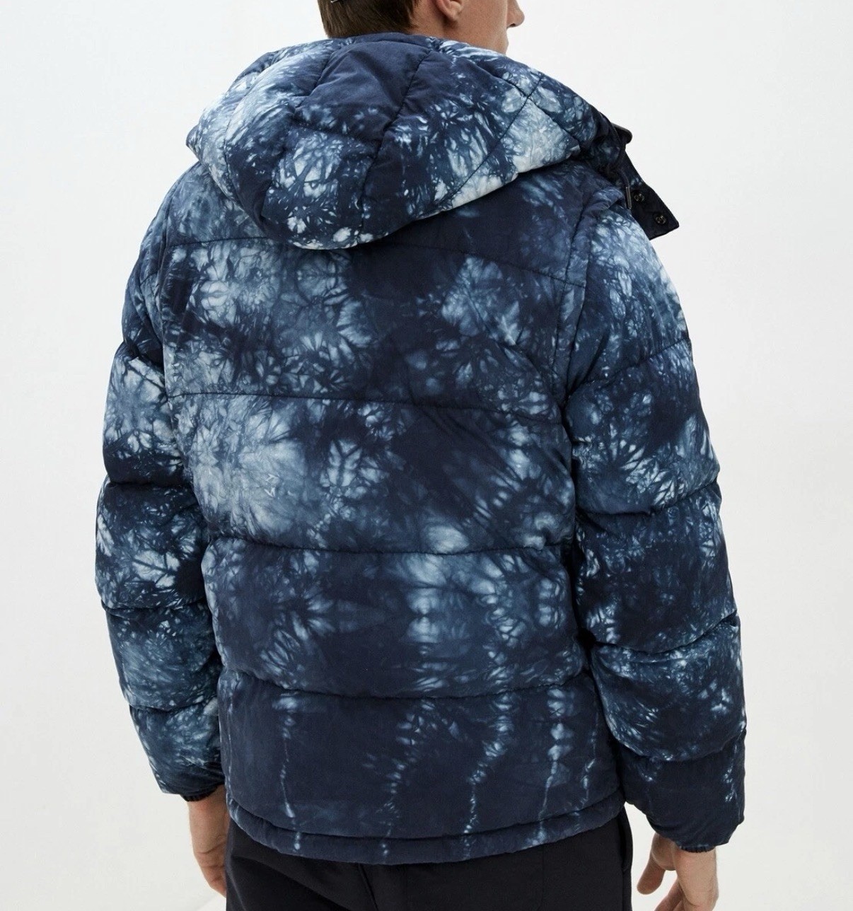 Polo Ralph Lauren Mens Convertible Tie-Dye Down Jacket Vest Hood Blue LARGE NEW