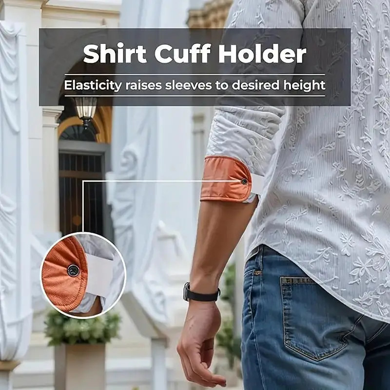 2Pcs Women Men Shirt Cuff Holders Elastic Armband Shirt Sleeve Holder Cufflinks