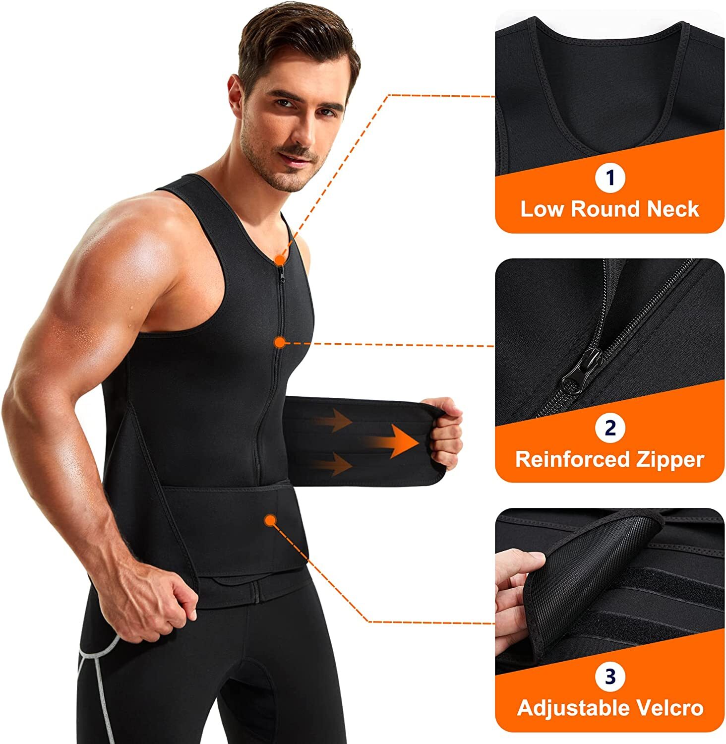 Men Sauna Suit Waist Trainer Neoprene Sweat Vest Body Shaper Waist Trimmer Belt