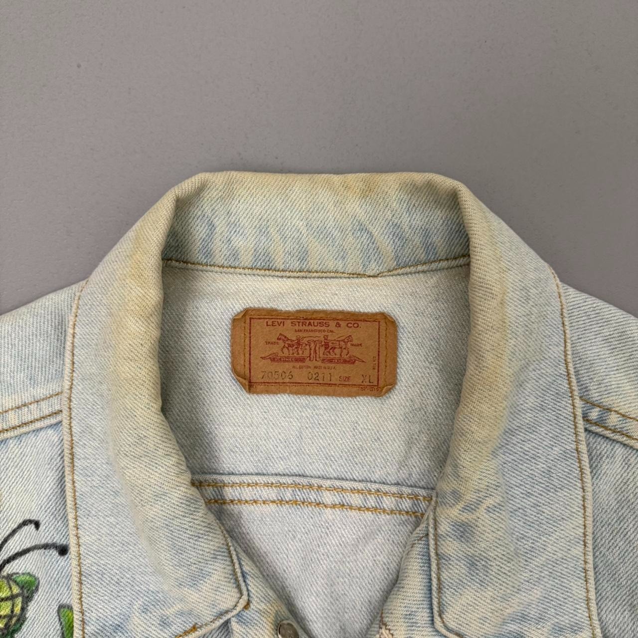 Vintage 80s Levis Punk Denim Vest Light Wash Patches Blue Button Front Size XL