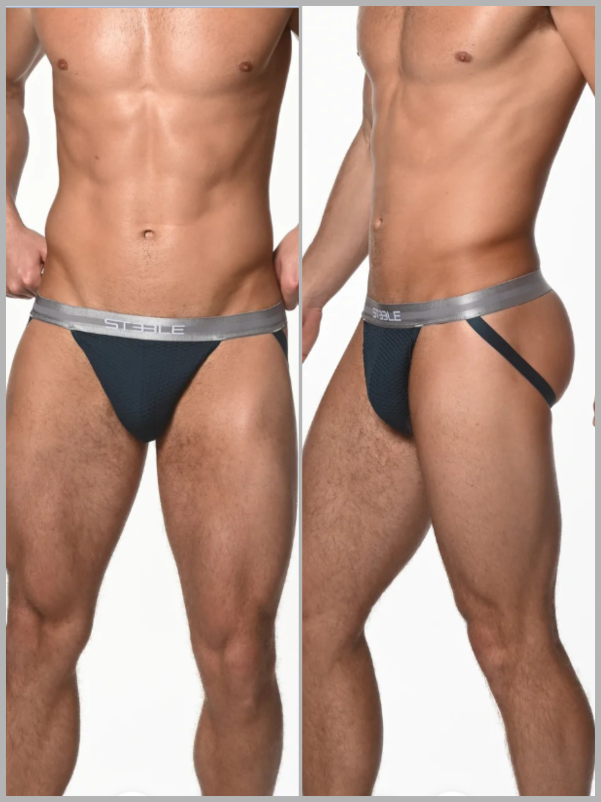 ST33LE – Petrol Nylon Elastane Diamond Mesh Jockstrap (L)