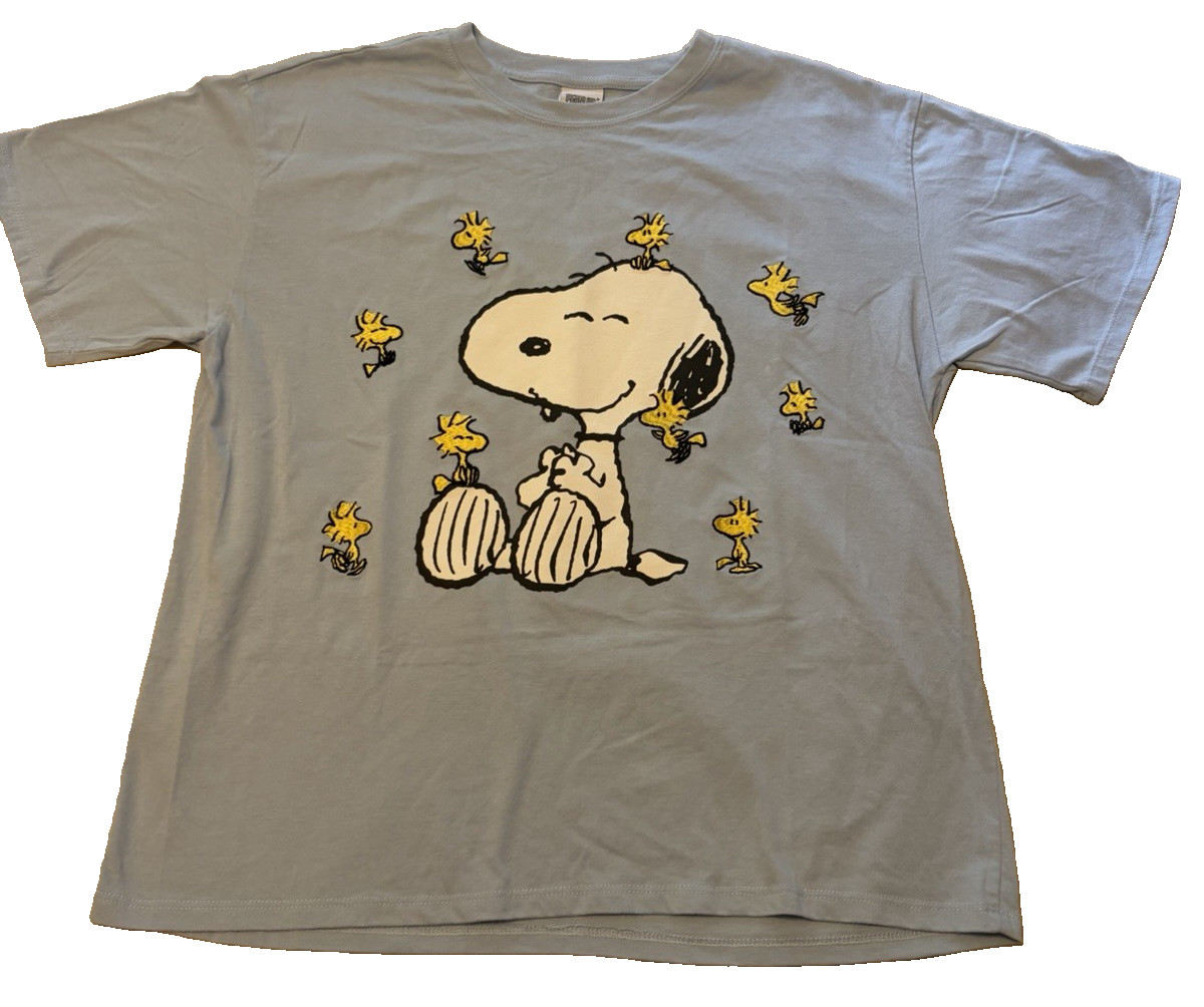 Peanuts Snoopy Woodstock Embroidered Graphic T Shirt XL Blue 2023