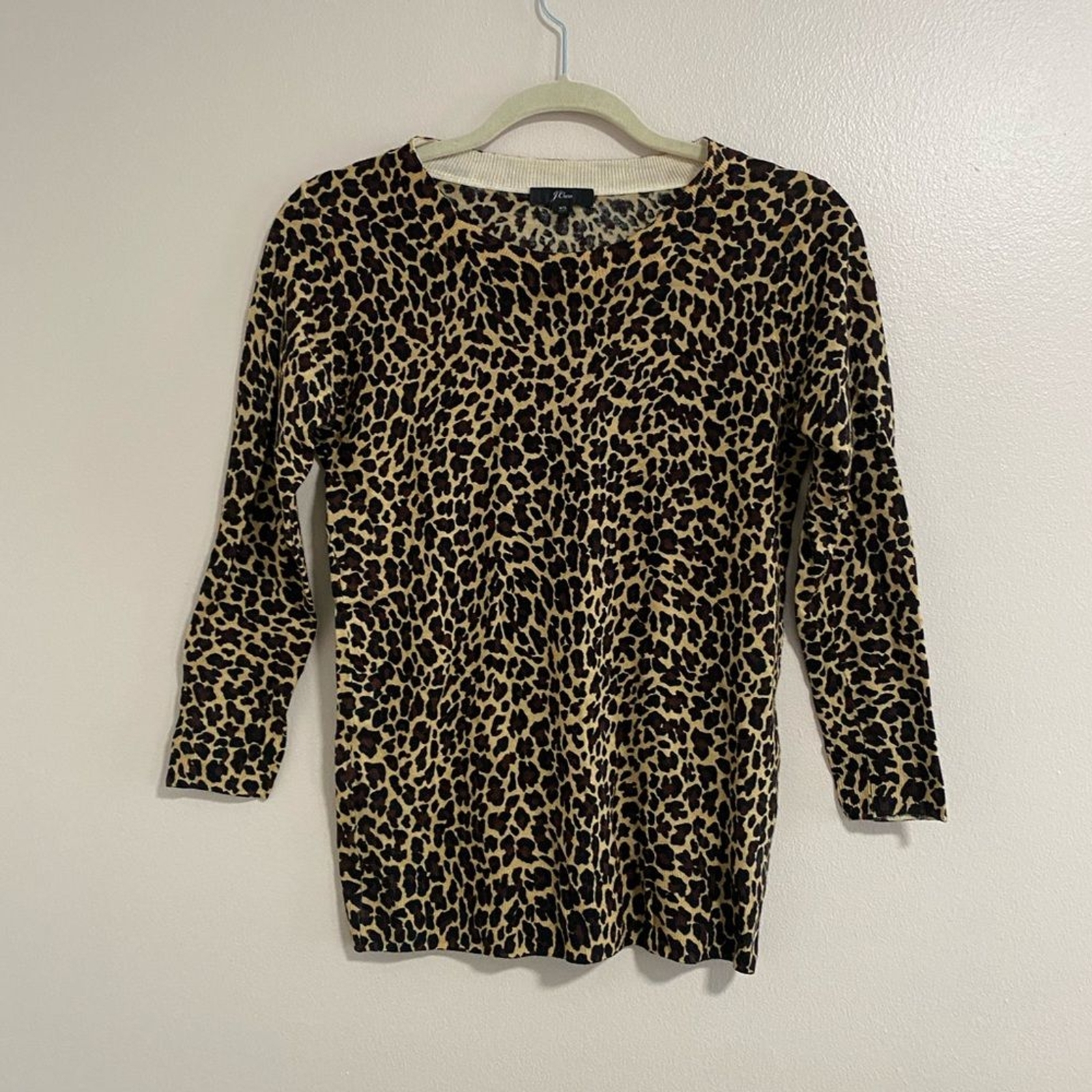J.Crew Classic Tippi Leopard Print Merino Wool Sweater Size X-Small