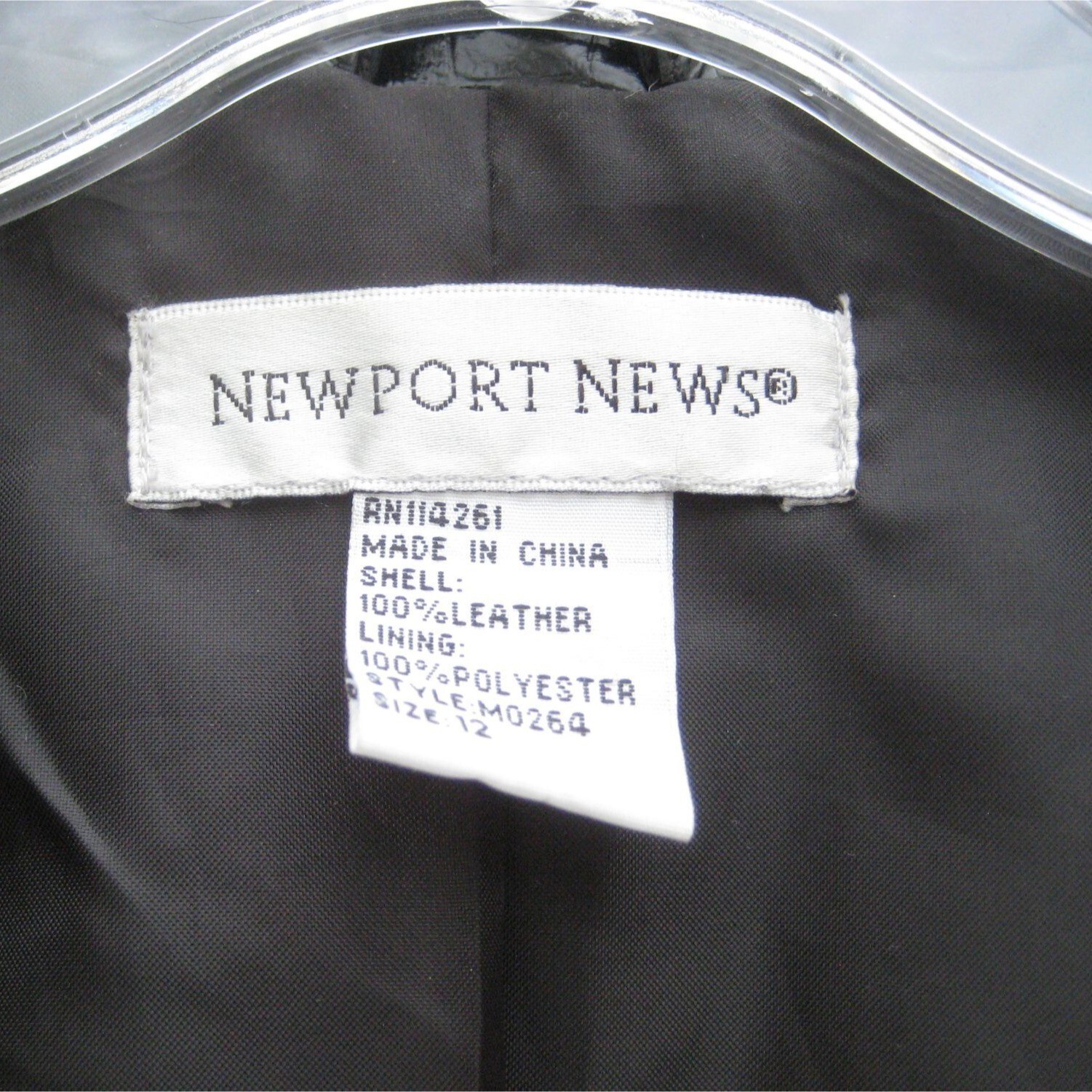 Newport News Jacket Leather Lined Size 12 Black Animal Print Long