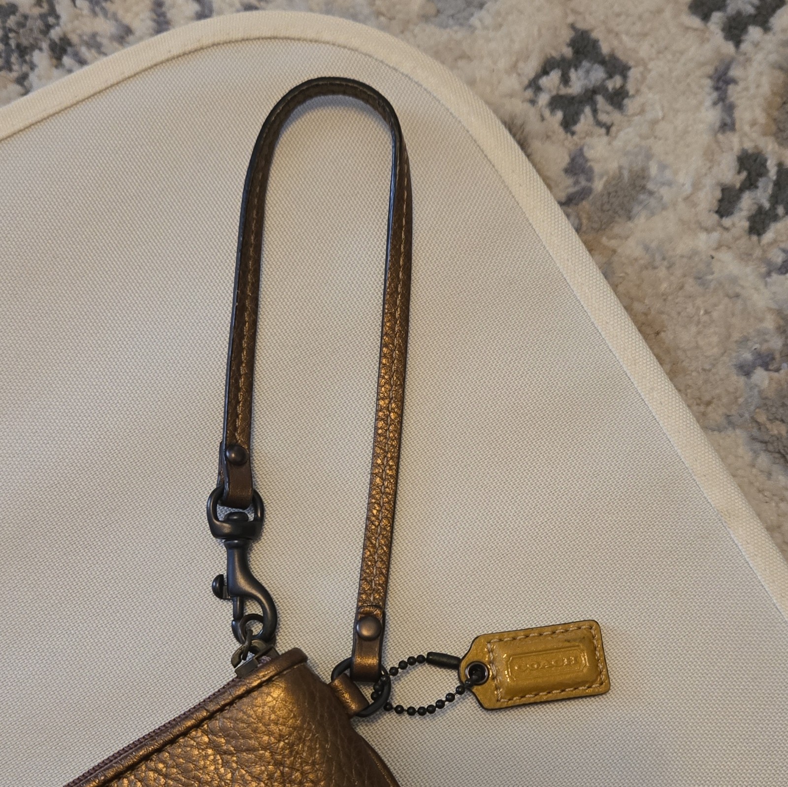 Coach Metallic Bronze Wristlet Zip Wallet Pouch w/ Wrist Strap Hangtag
