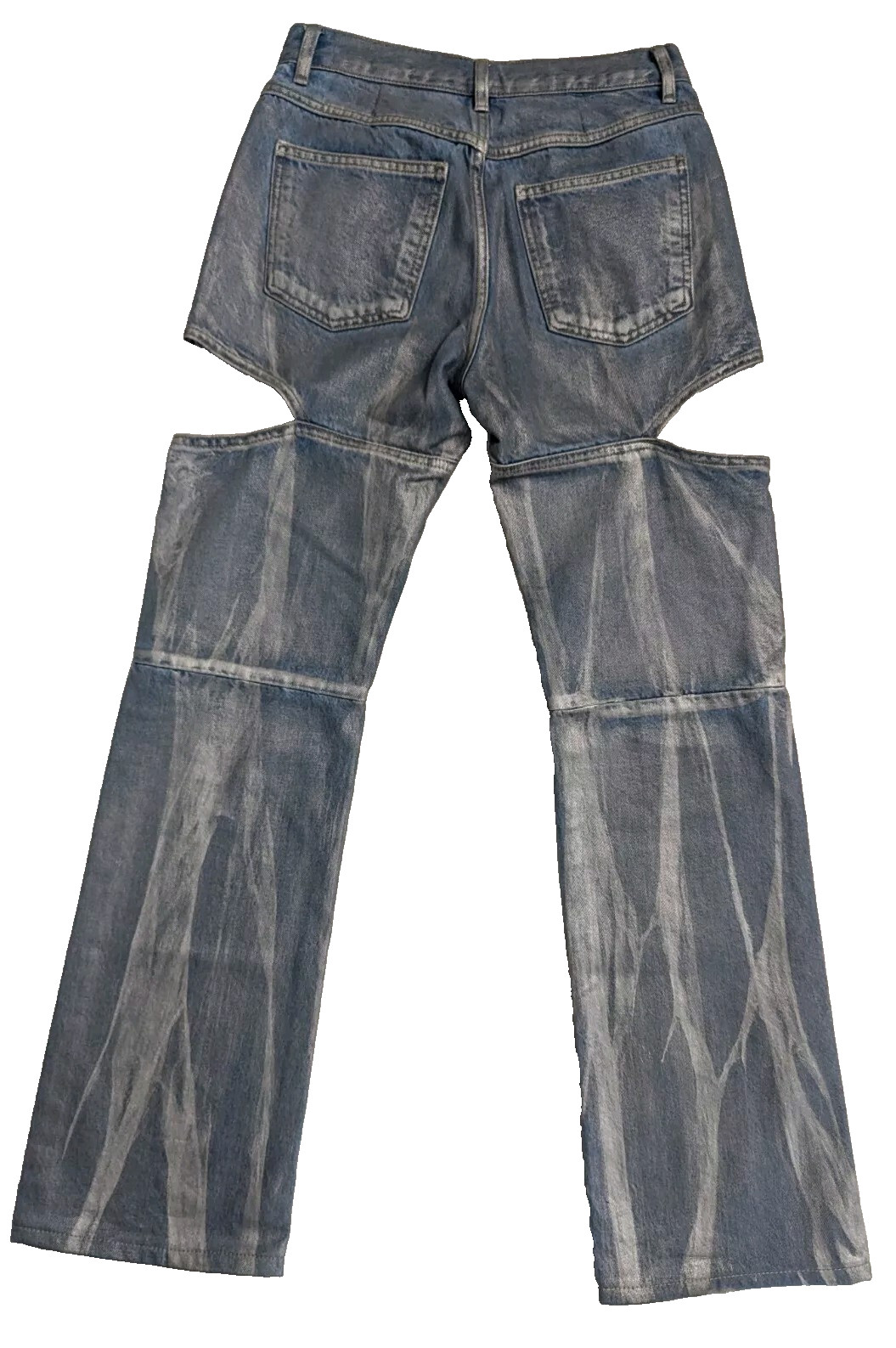 Source Unknown Blue Cut Out Coated Jeans Stone Washed Women’s Sz Medium