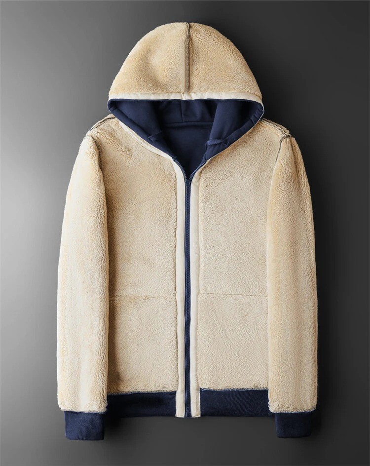 Winter Lambswool Thick Coat Warm Jacket Long Sleeve Zip Hoodie Casual Outerwear