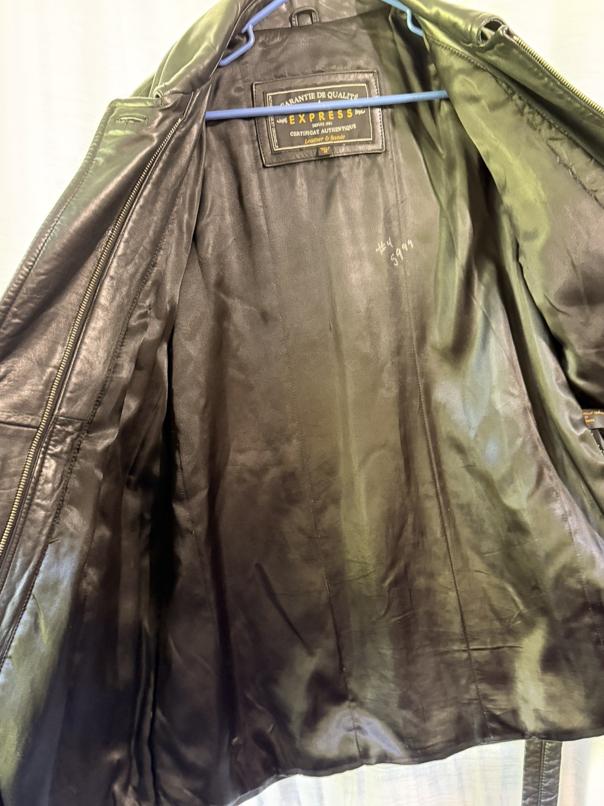 Vintage Express Black Leather Trench Coat Belted – MEDIUM – 1990s Goth Matrix