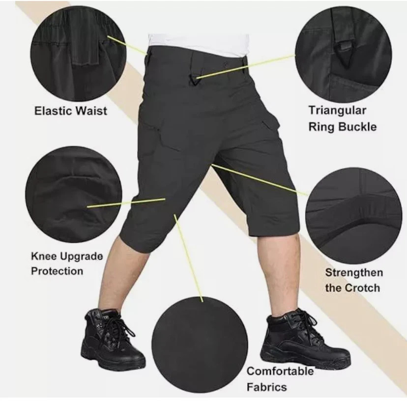 Mens Tactical Shorts Cargo Shorts Outdoor Waterproof Hiking Fishing Track Shorts
