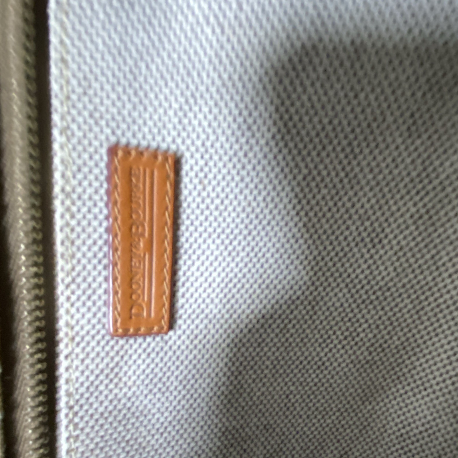 Dooney & Bourke Tan Brown Monogram Tote Bag Double Handles Zip Lined Pockets