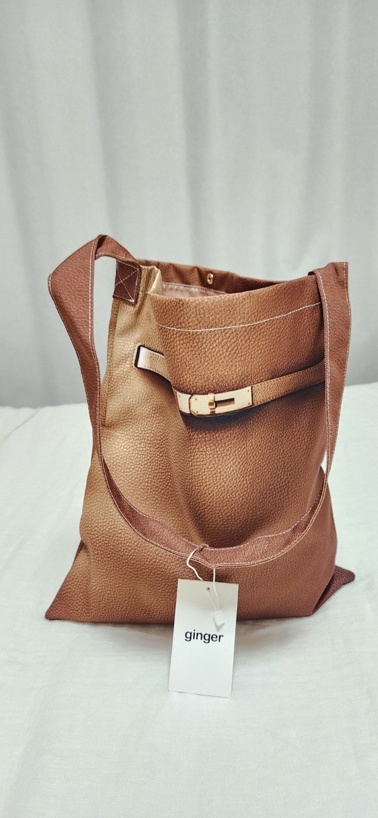 Realistic Leather Print Tote Bag Lightweight Shoulder Fabric Everyday Daily Bag