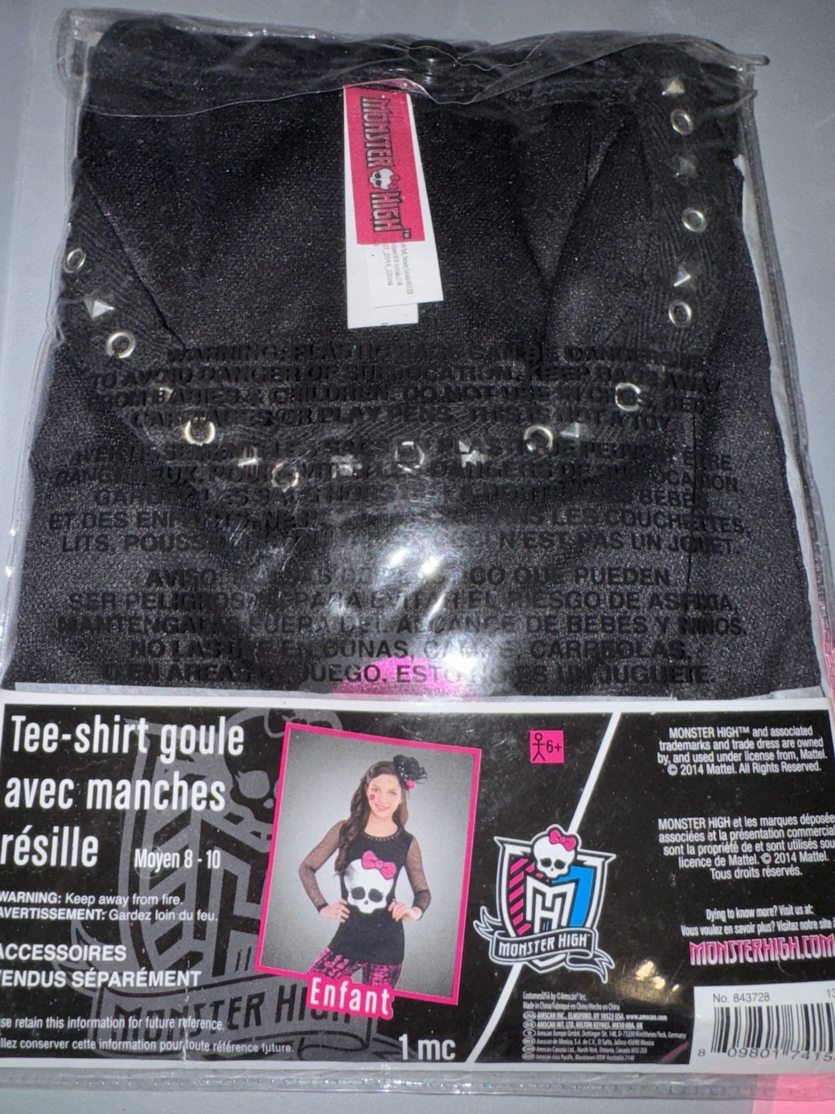Monster High Halloween Top Child Medium 8-10 Monster High Ghoul Fishnet Tee