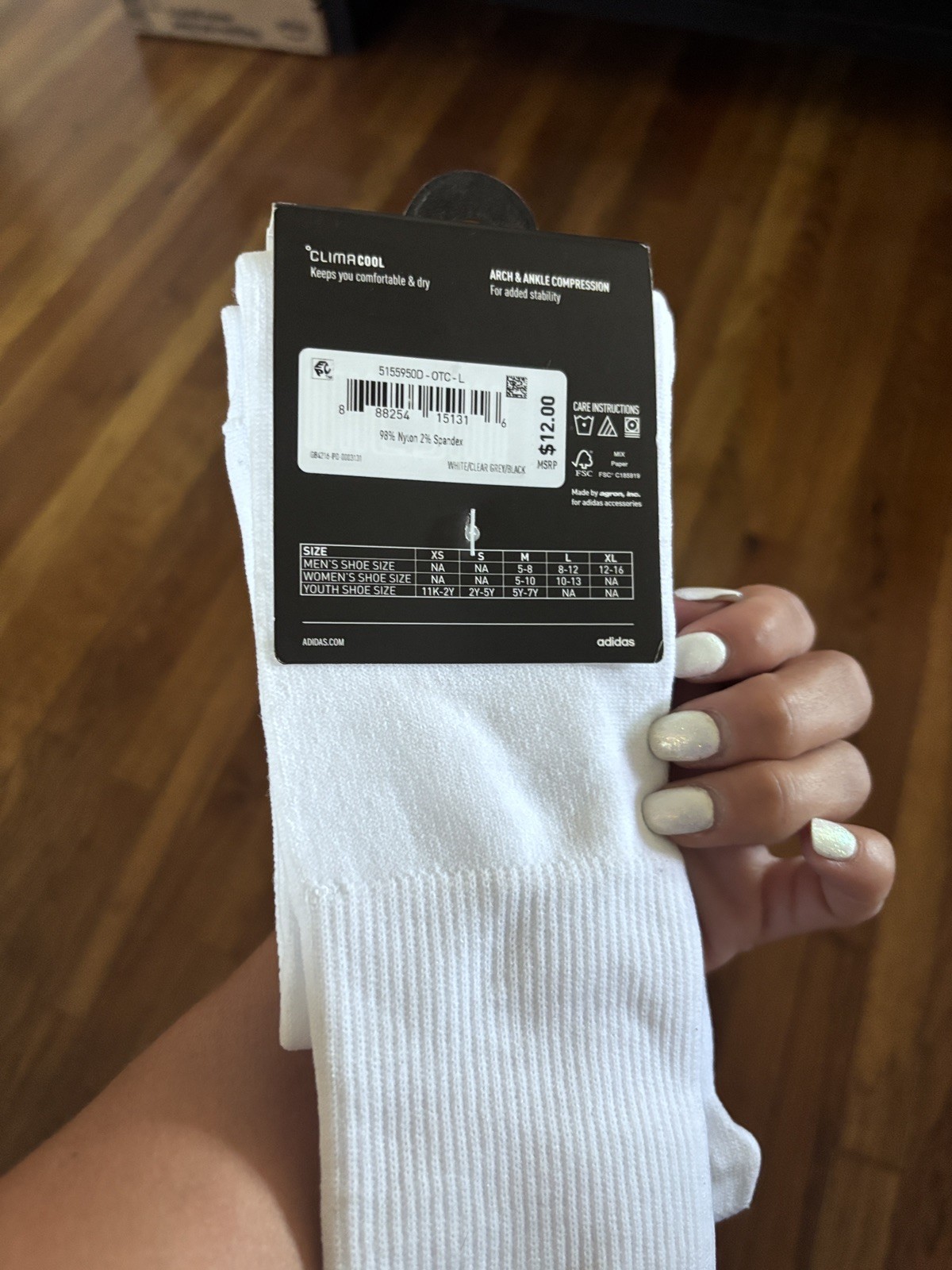 Adidas Metro Over-the-Calf Soccer Socks – White/Black, L, NWT