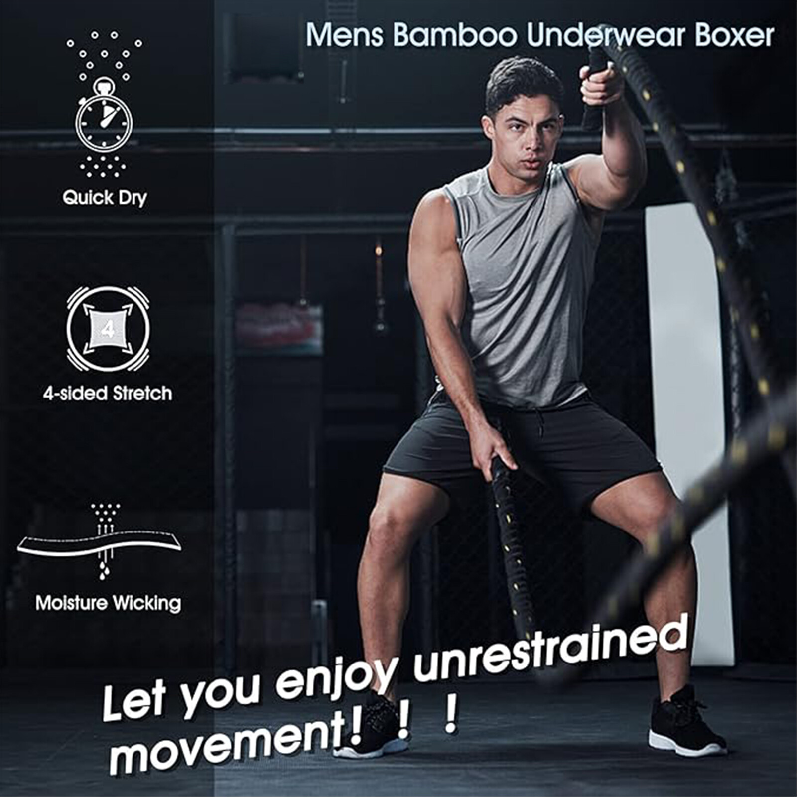 4 PCS Men’s Underwear Soft Boxer Briefs Breathable Comfortable Bamboo Trunks