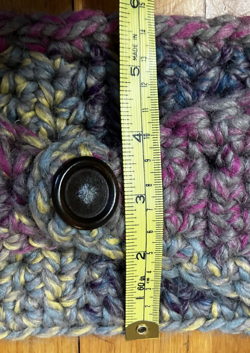 Handmade Knit headband Ear warmer wrap Boho Button Accent Multicolored OS