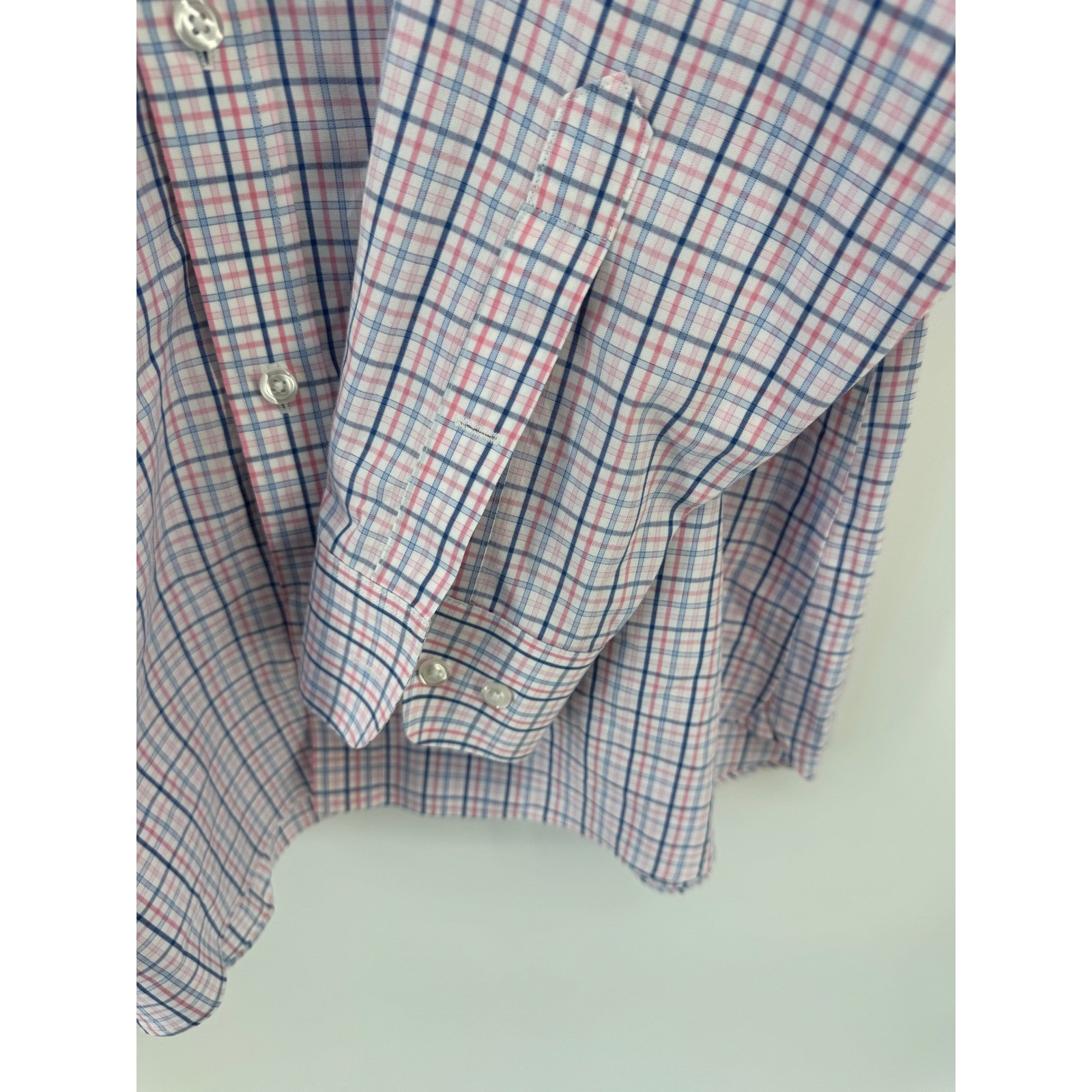 Bonobos Mens Wrinkle-Free Tailored Slim Fit Dress Shirt Blue Pink Check 16 34