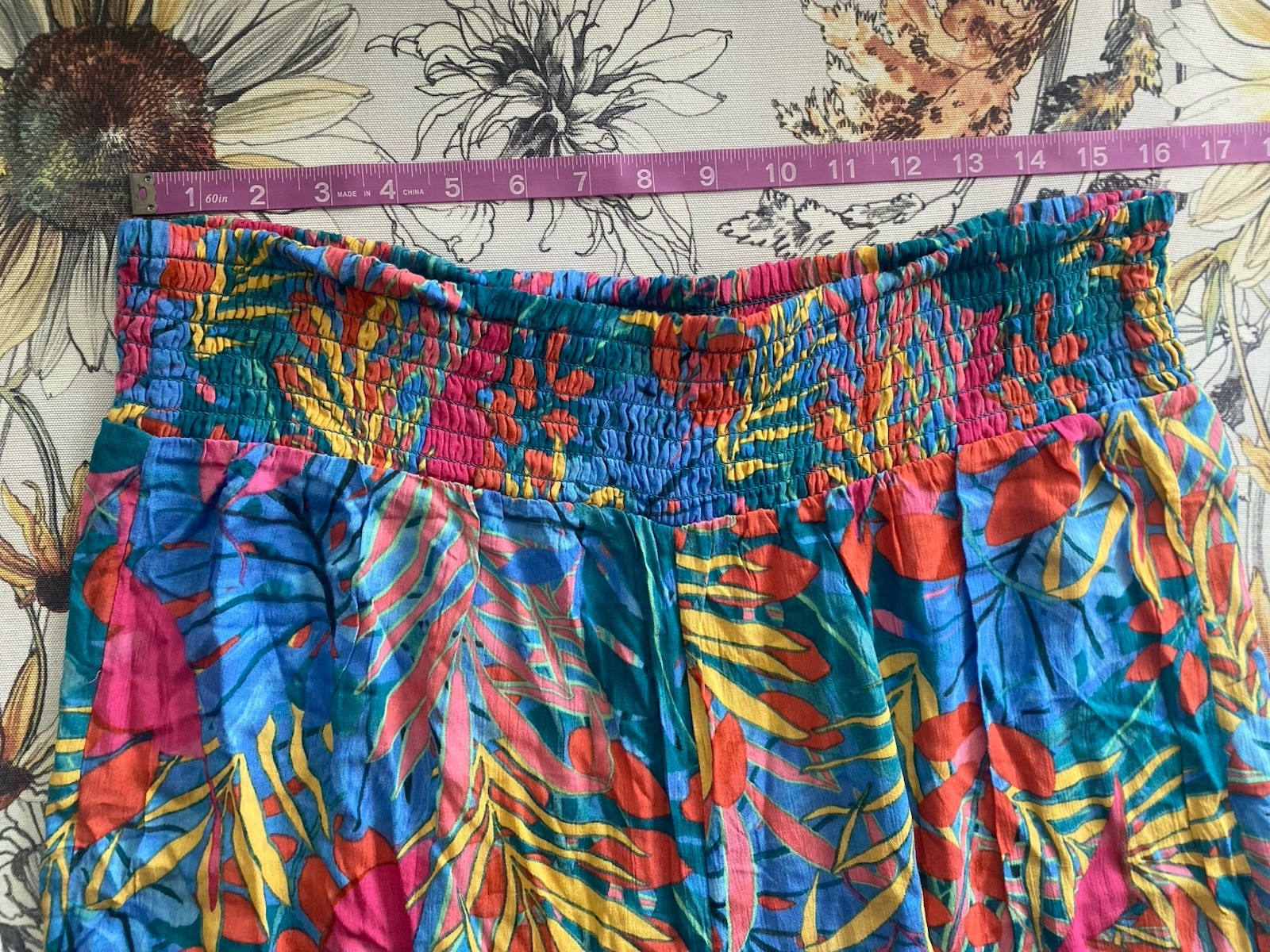 Kona Sol Light Flowy Boho Pants, Cover Up, Beach, Pool, Tropical, Size L