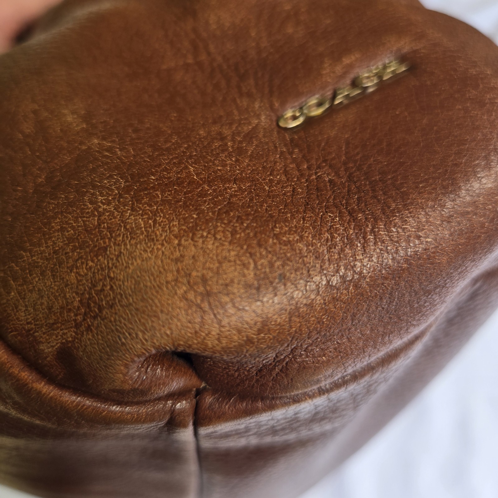 Coach Madison Phoebe Pebbled Leather Hobo Brown Shoulder Bag Purse H1376-26224