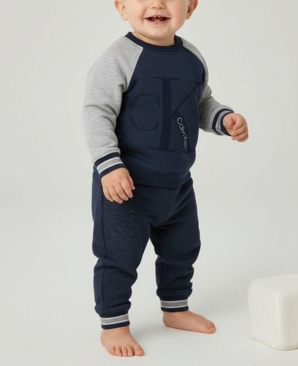Calvin Klein Infant Size 6/9M Blue Gray Sweatshirt Jogger Set 2 Piece